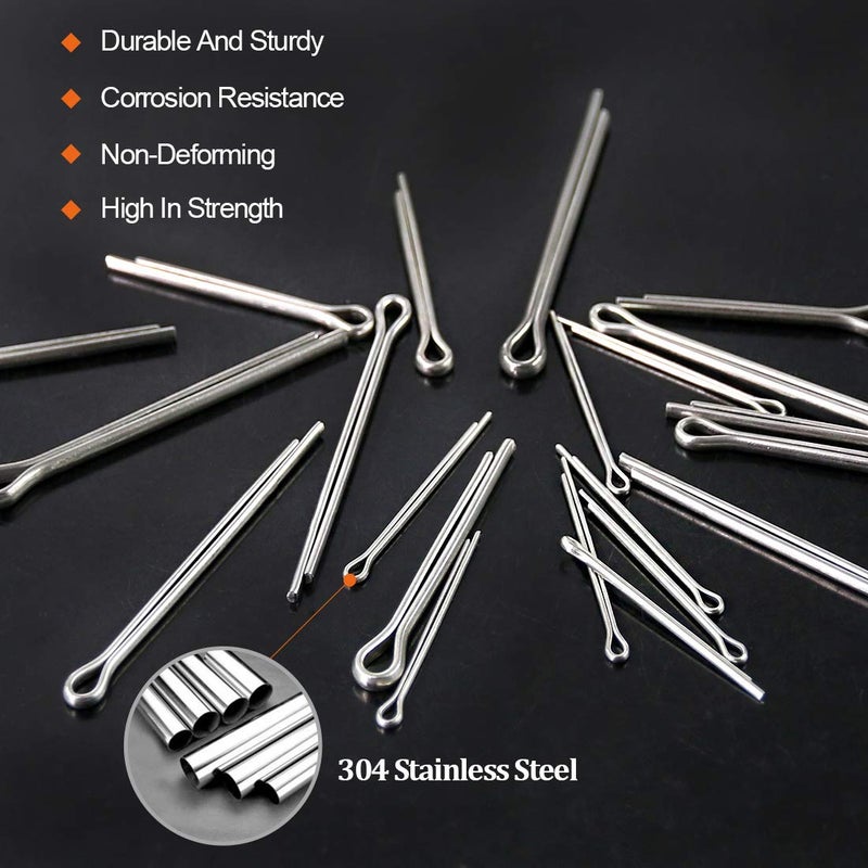 Rustark 110Pcs 6 Sizes 304 Stainless Steel Cotter Pin Clip Key Fastener Fitting Assortment Kit for Automotive Mechanics Small Engine Repair - Image 3